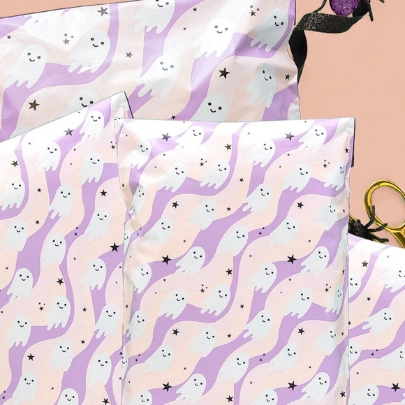 5 SETS LEFT👻10 Designer Purple Ghosts Large poly Mailers - Picture 3 of 3